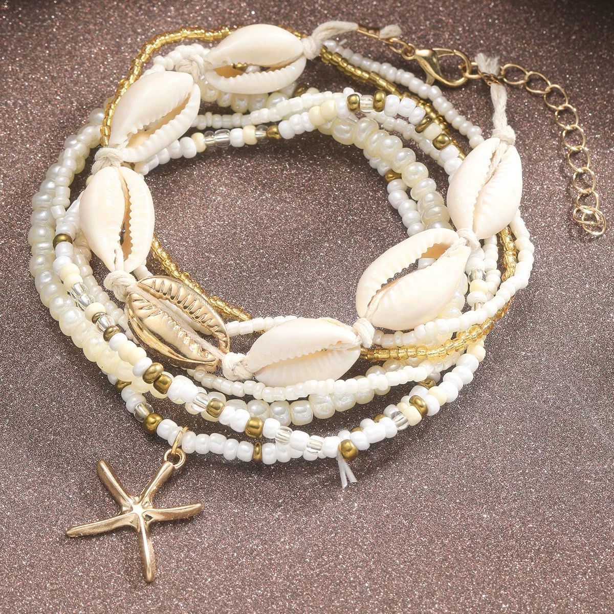 SEASHELL ANKLET/BRACELET SET