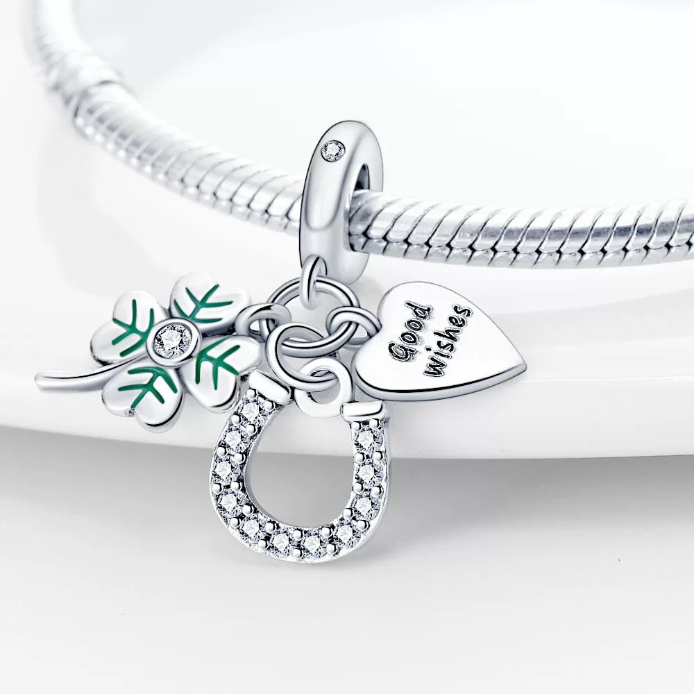 Good Wishes Clover & Horseshoe Dangle Charm