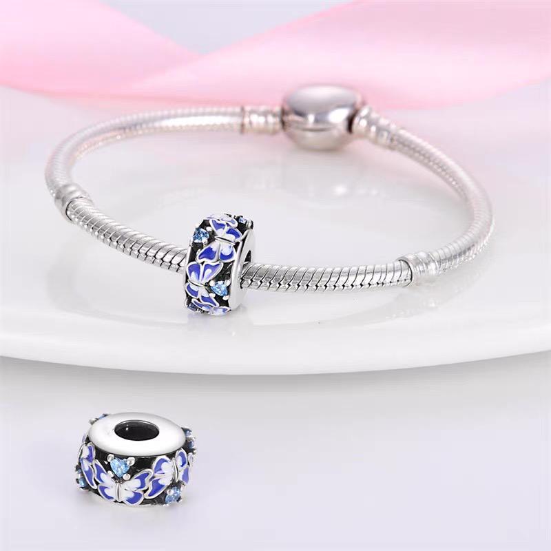 Blue Butterfly Enamel Spacer Bead Charm