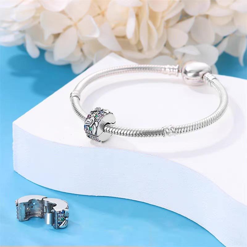 Multicolor CZ Butterfly Spacer Clip Charm