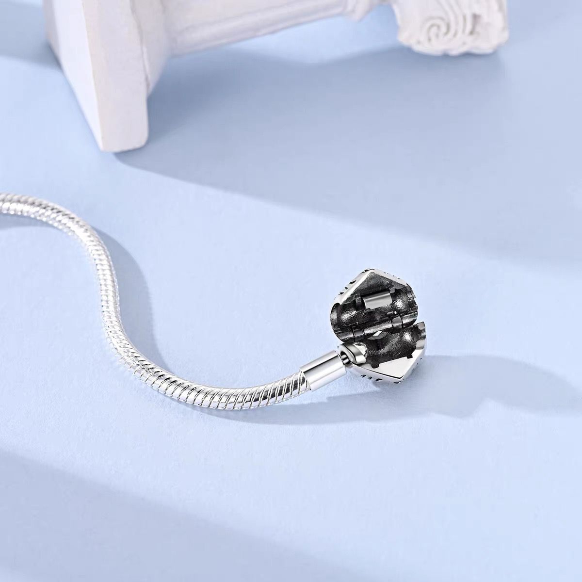 Heart Clasp Snake Chain Charm Bracelet