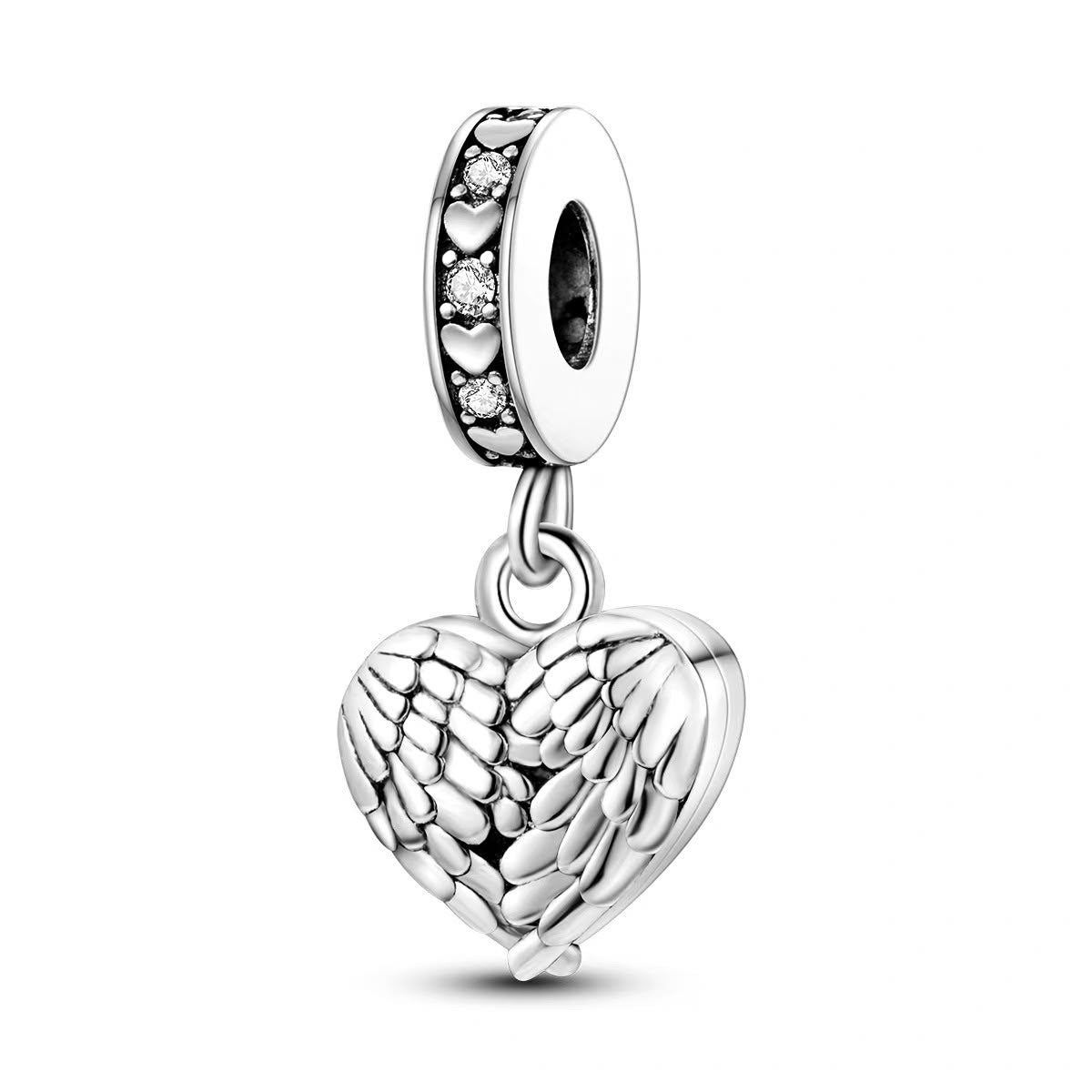 Angel Wings Heart Dangle Charm