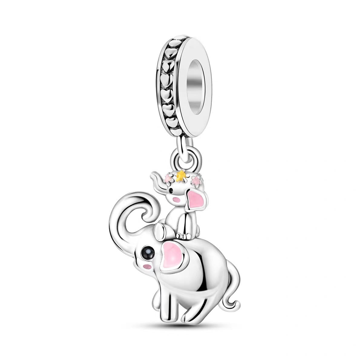 Mama & Baby Elephant Dangle Charm