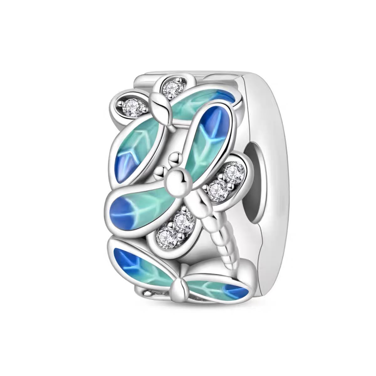 Blue Dragonfly Clip Bead Charm