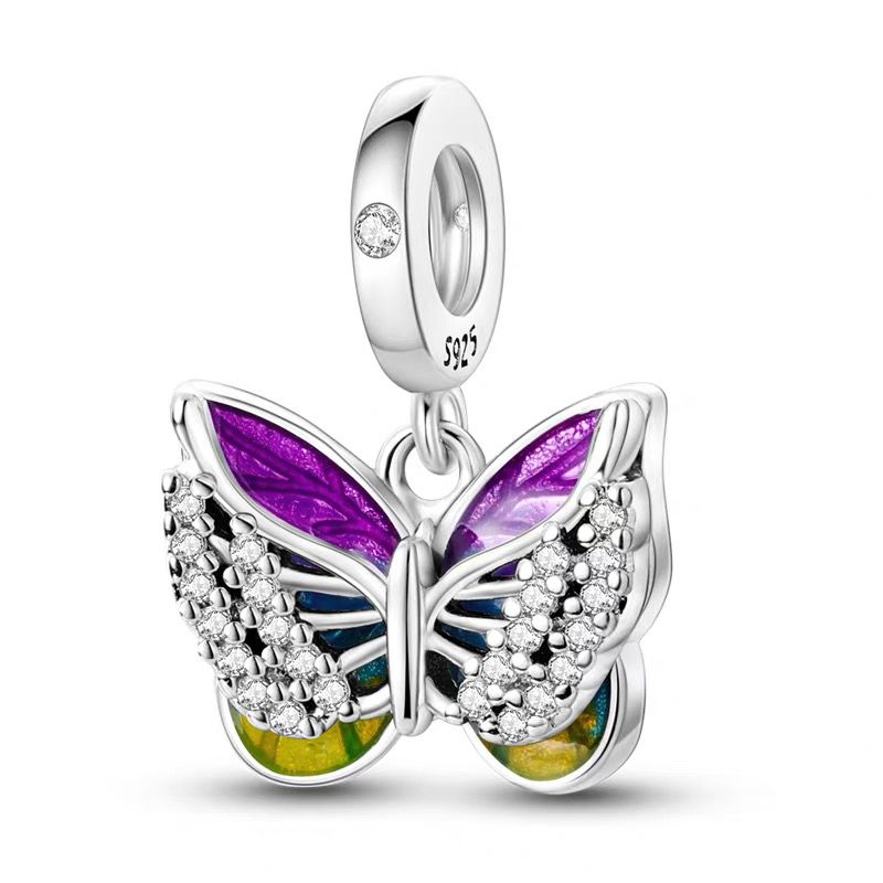 Purple & Teal Multicolour Butterfly Dangle Charm