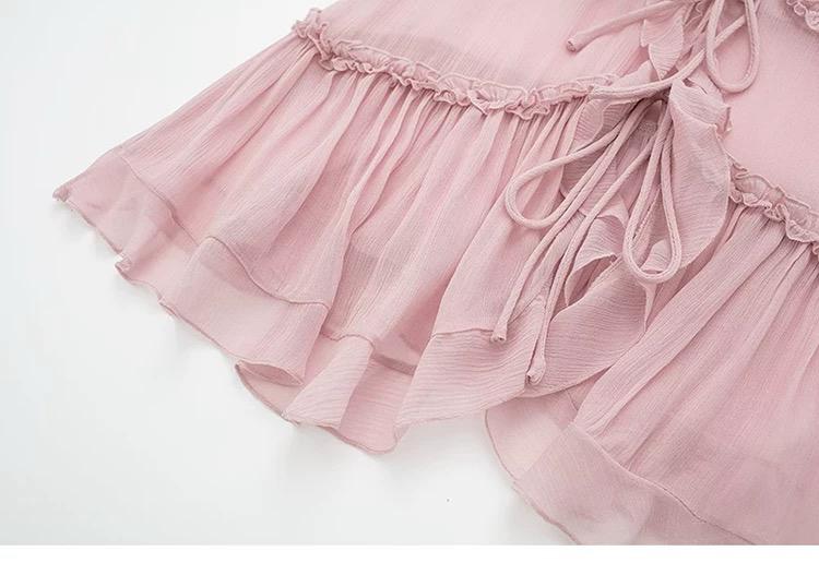 RUFFLE LACE-UP CAMI TOP