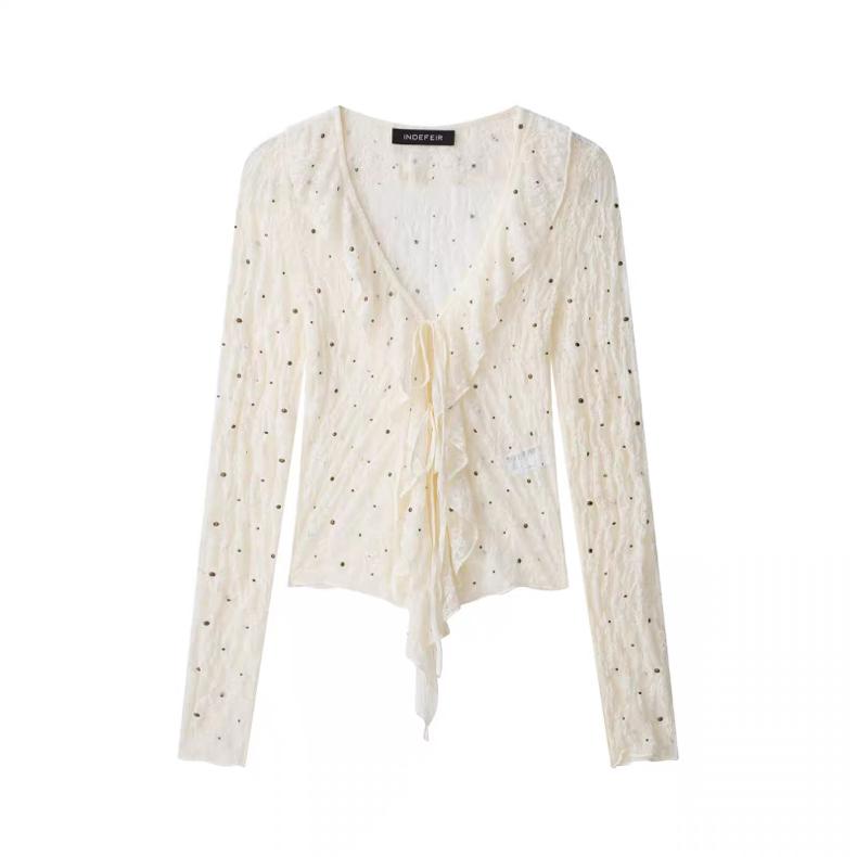 Sheer Embellished Cardigan