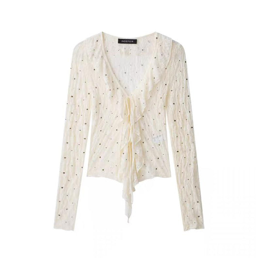 Sheer Embellished Cardigan
