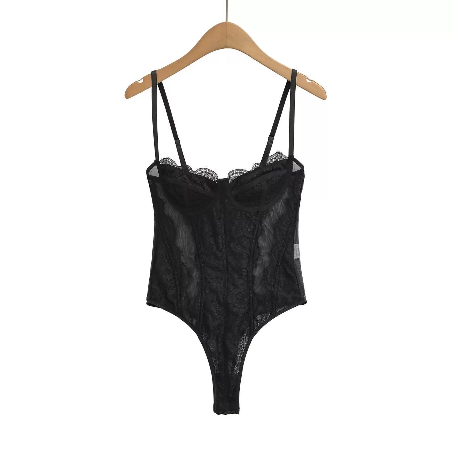 LACE TRIM SATIN BODYSUIT