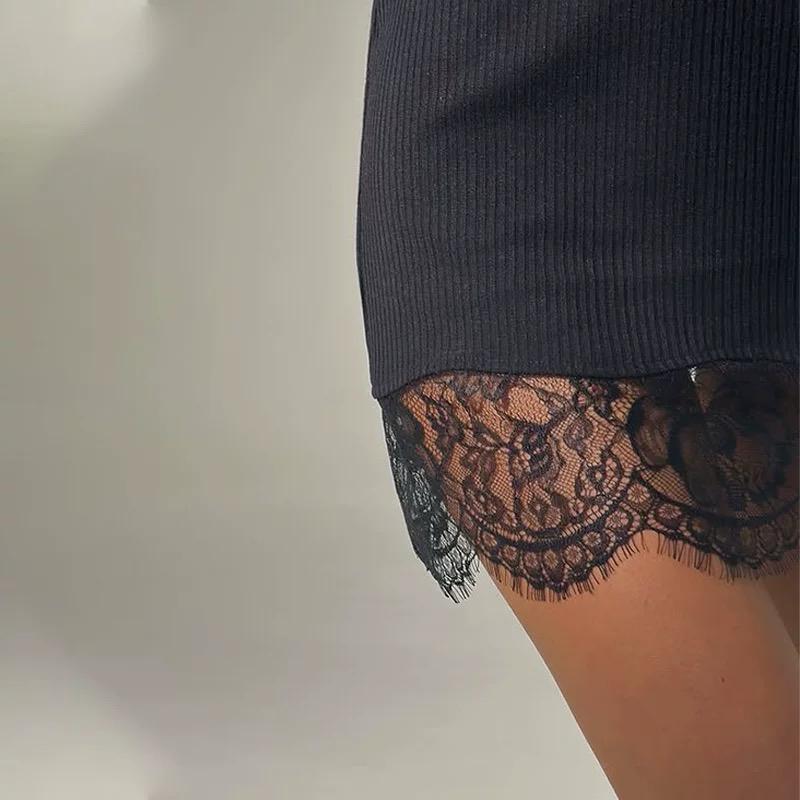 LACE TRIM SATIN CAMI DRESS