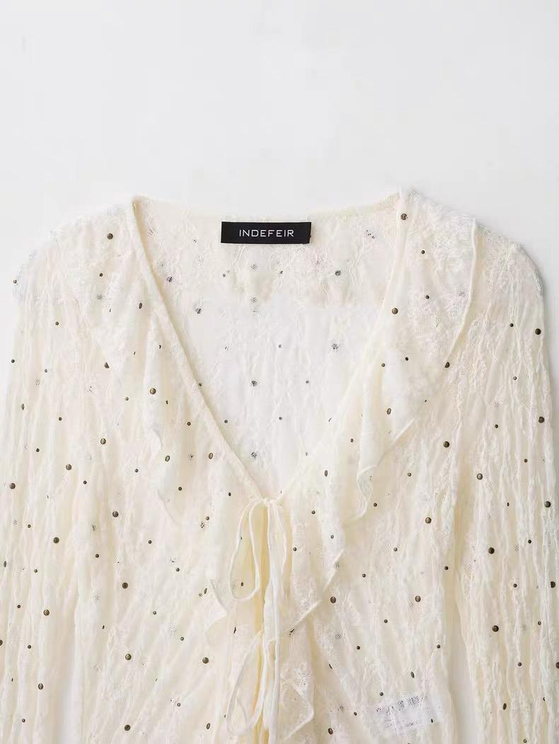 Sheer Embellished Cardigan