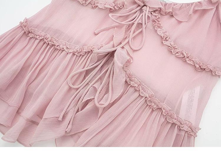 RUFFLE LACE-UP CAMI TOP