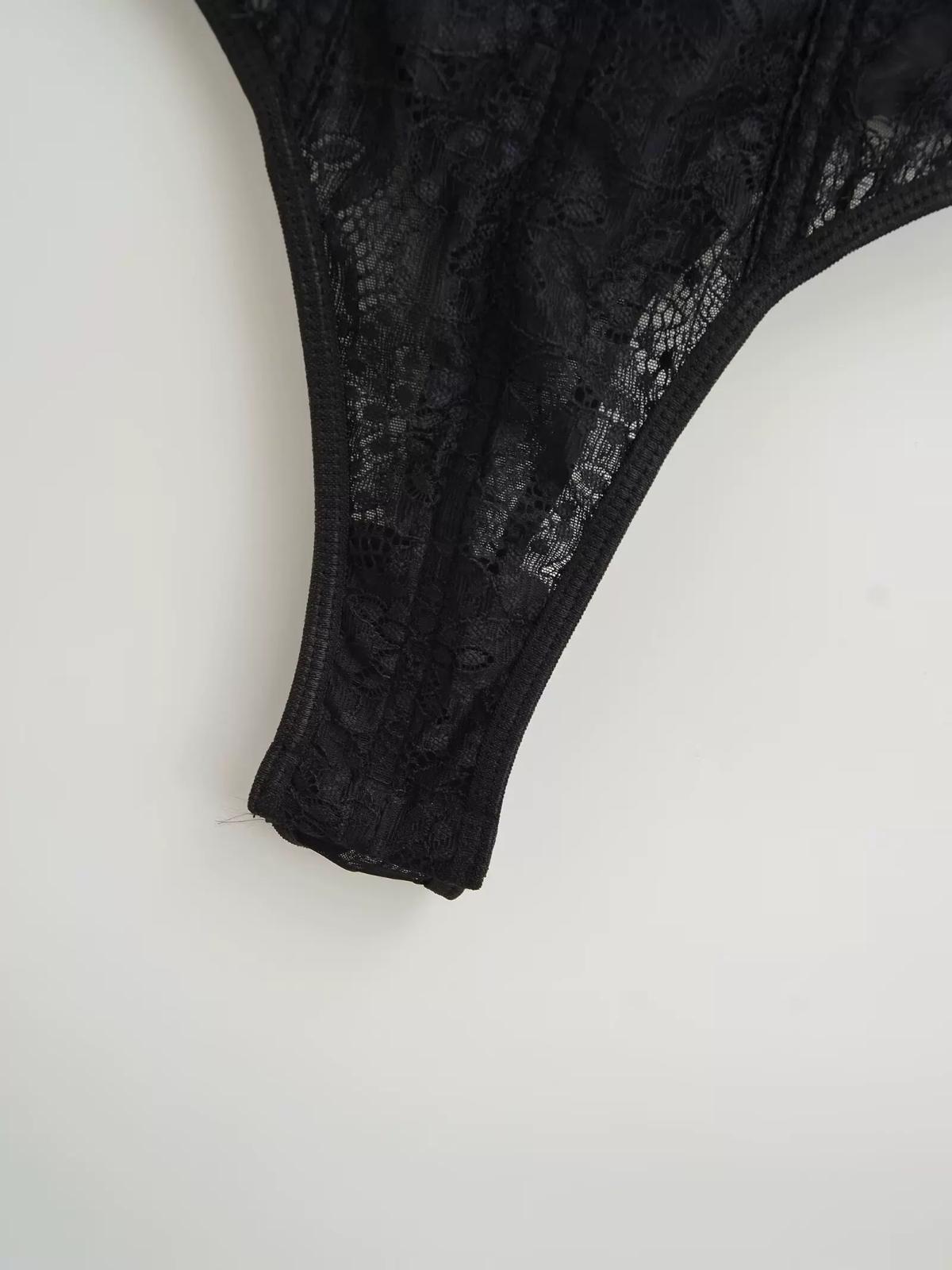 LACE TRIM SATIN BODYSUIT