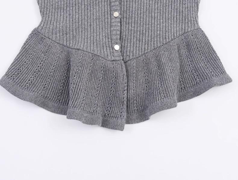 RUFFLE TRIM KNIT CARDIGAN