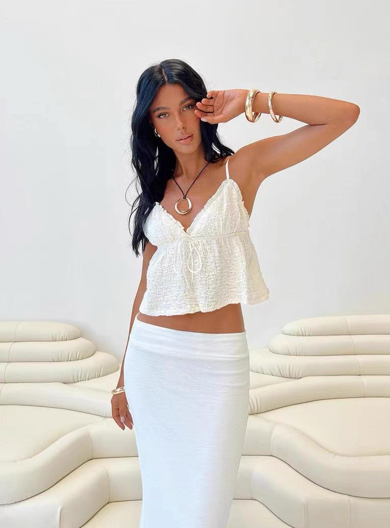 EMBROIDERED LACE PEPLUM CAMI