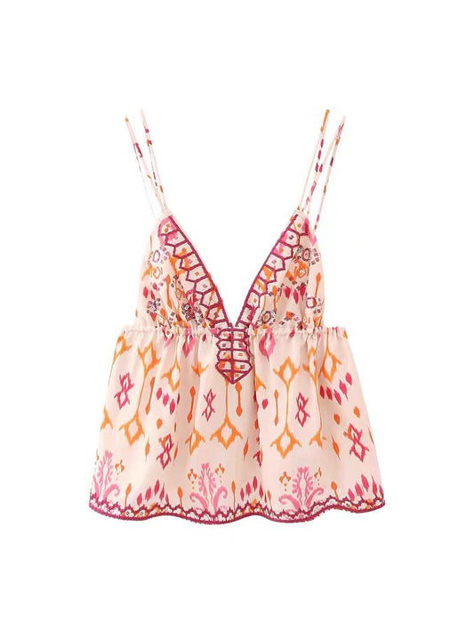 EMBROIDERED BOHO BABYDOLL CAMI