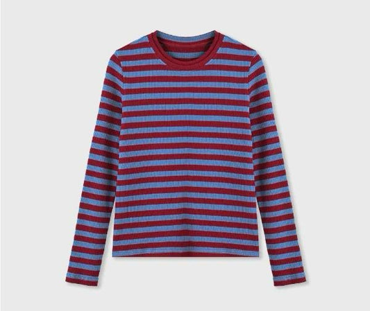 RIBBED STRIPED LONG SLEEVE TOP
