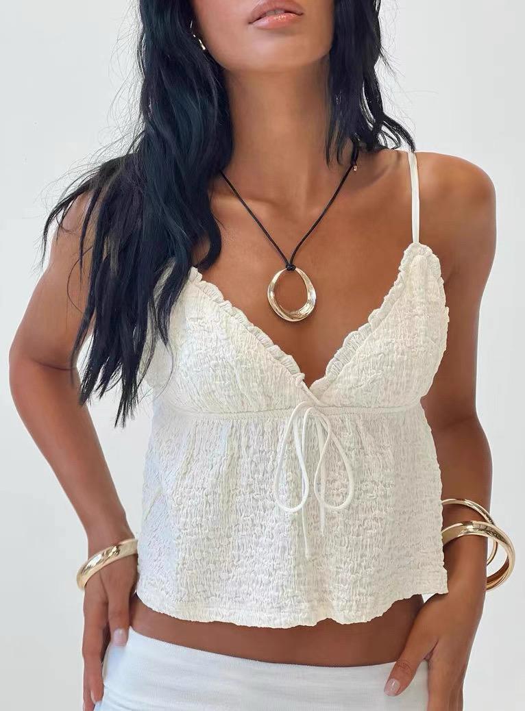 EMBROIDERED LACE PEPLUM CAMI
