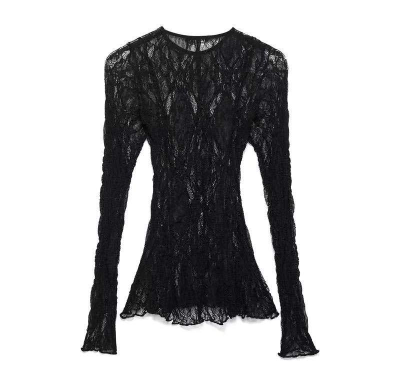 FLORAL LACE LONG SLEEVE TOP
