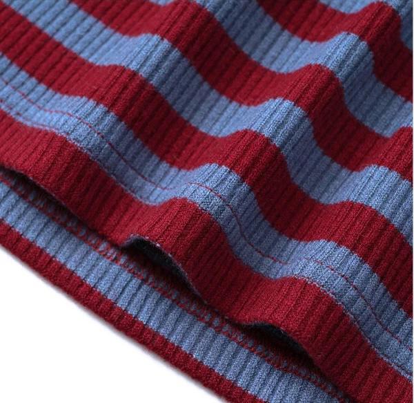 RIBBED STRIPED LONG SLEEVE TOP