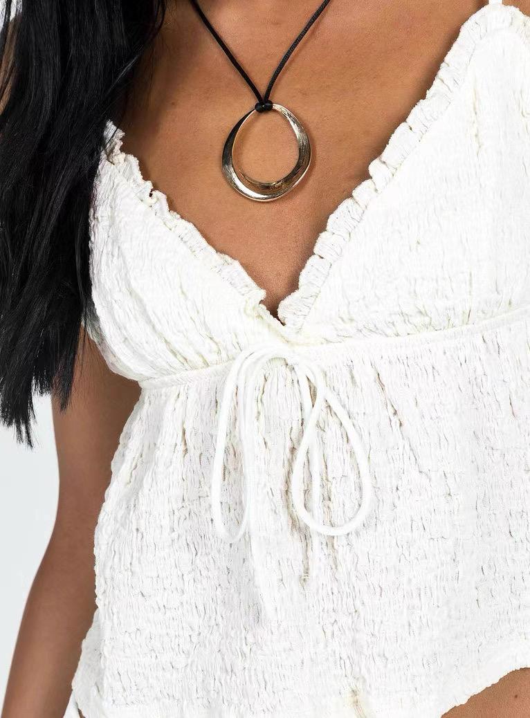 EMBROIDERED LACE PEPLUM CAMI