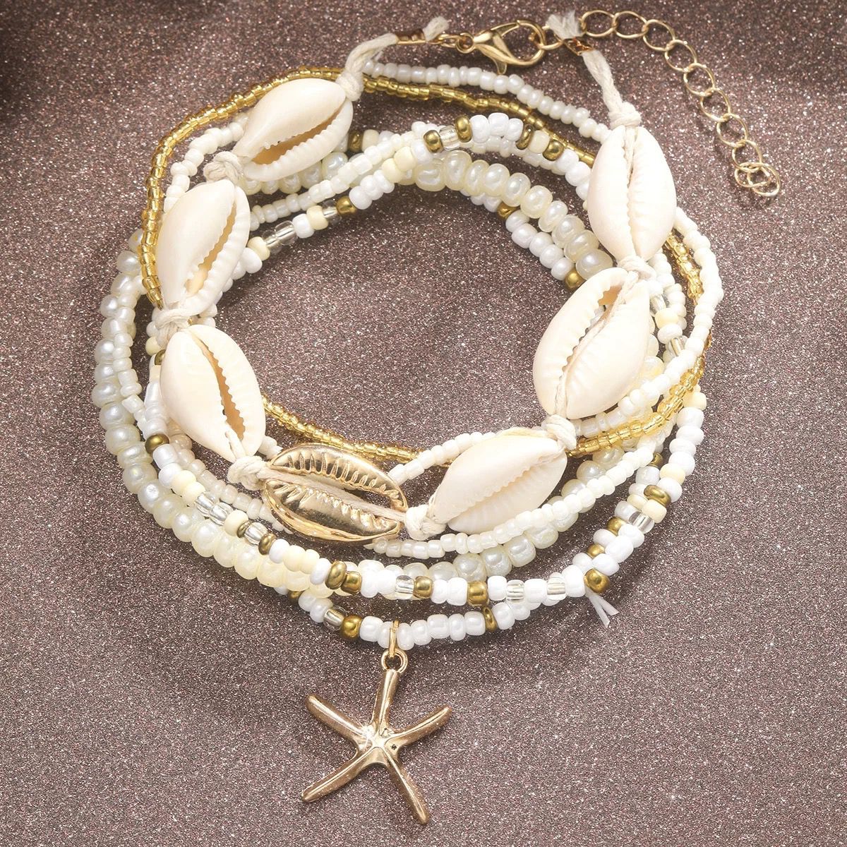 SEASHELL ANKLET/BRACELET SET