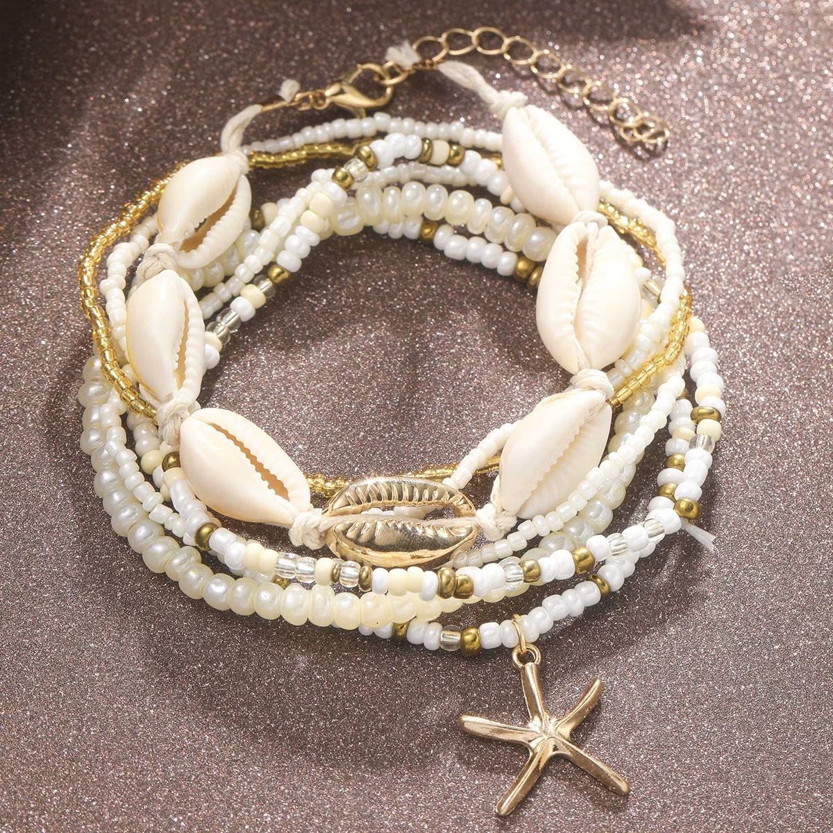 SEASHELL ANKLET/BRACELET SET