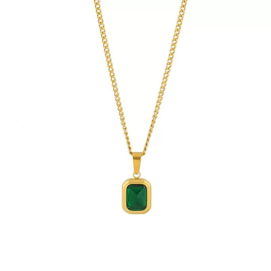 VINTAGE EMERALD GOLD NECKLACE
