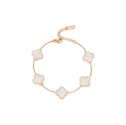 CLOVER BANGLE/CHAIN BRACELET SET