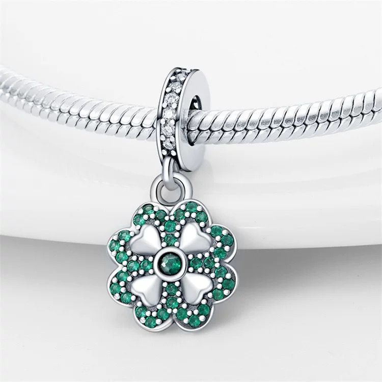 Emerald Pavé Flower Dangle Charm