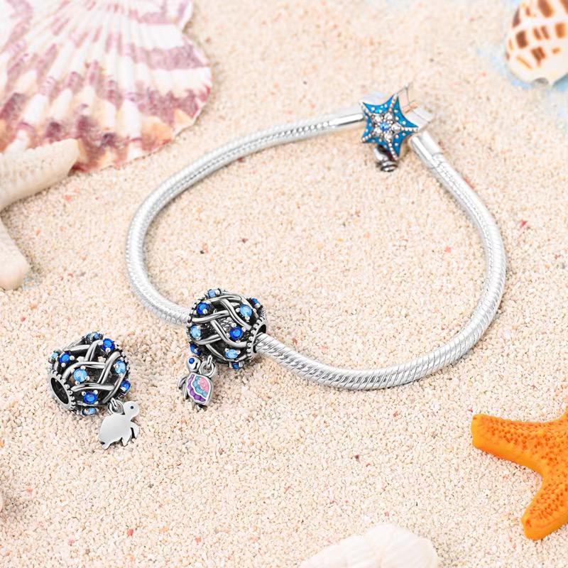 Ocean Wave & Sea Turtle Openwork Bead Charm