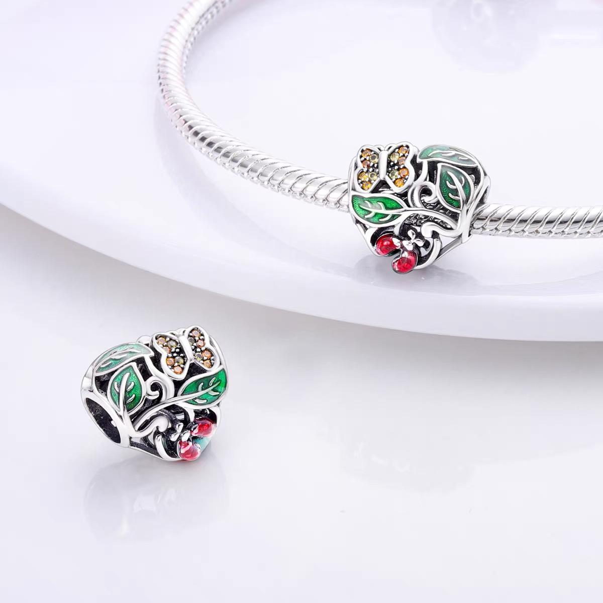 Botanical Garden Heart Openwork Bead Charm