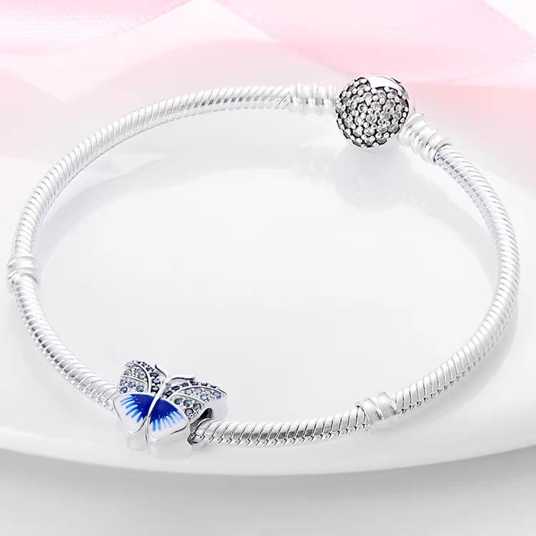 Blue Butterfly Pavé CZ Bead Charm