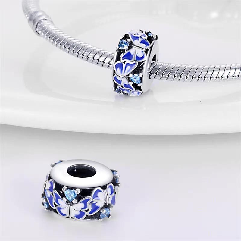 Blue Butterfly Enamel Spacer Bead Charm