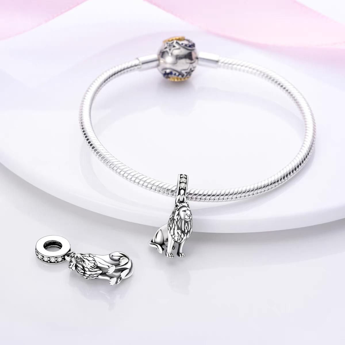 Majestic Lion Clear CZ Dangle Charm