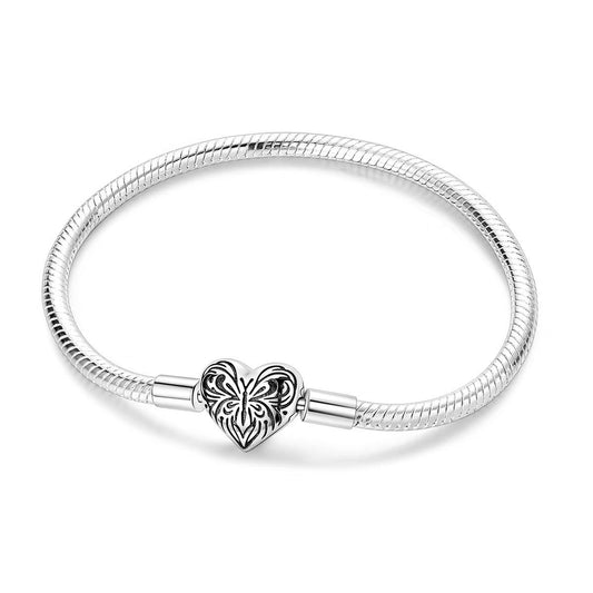 Heart Clasp Snake Chain Charm Bracelet