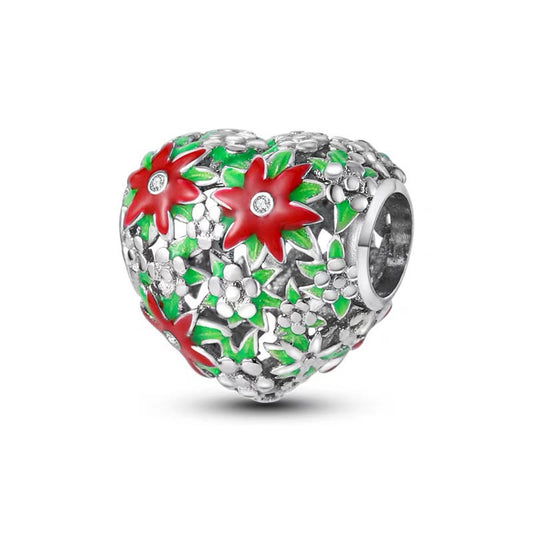 Poinsettia Heart Charm