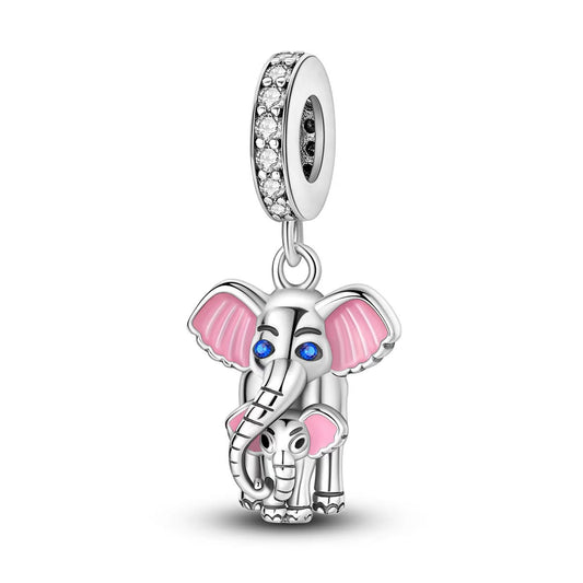Mother & Baby Elephant Dangle Charm