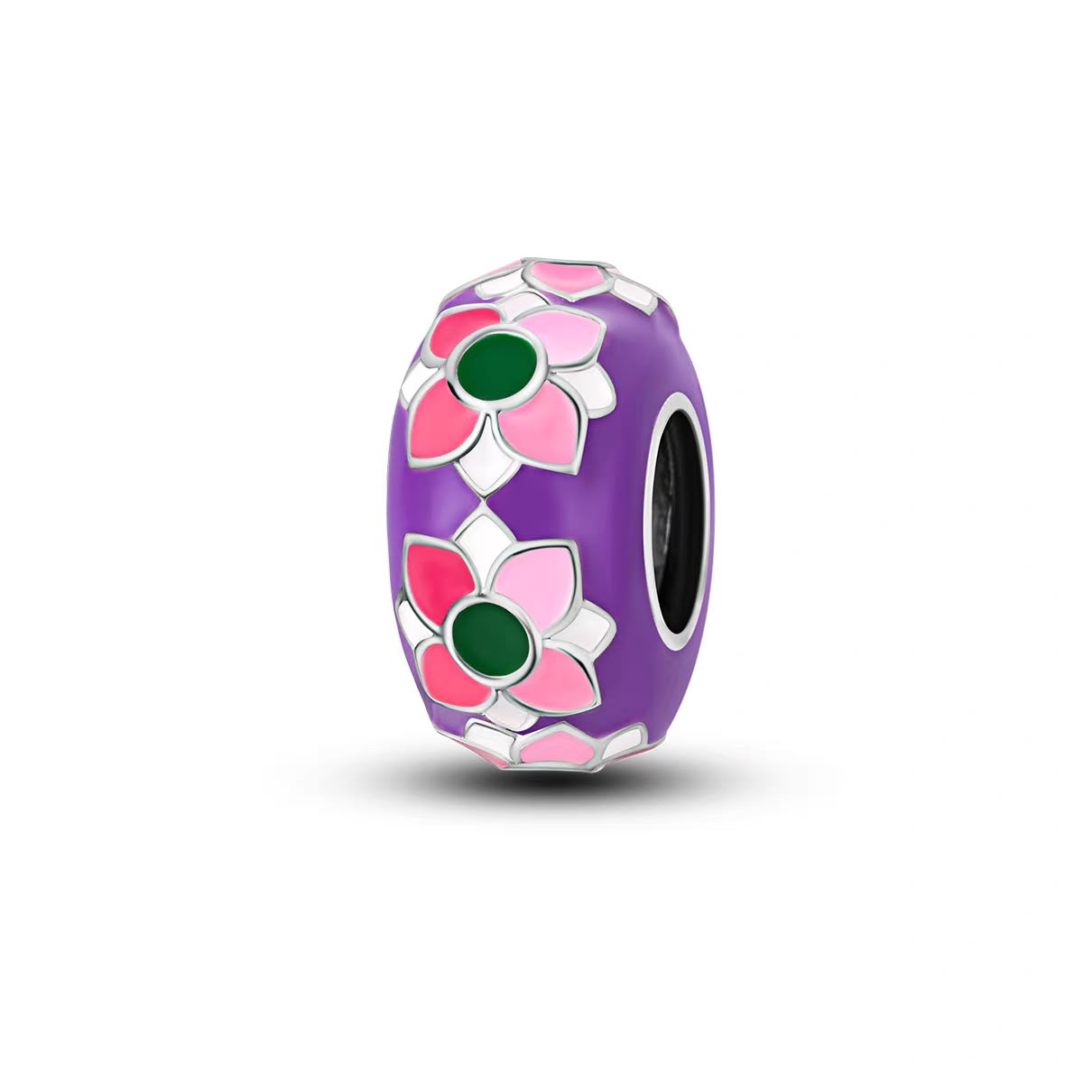 Purple Lotus Flower Spacer Bead Charm