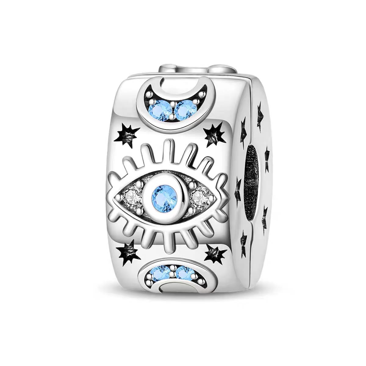 Evil Eye & Moon Clip Bead Charm