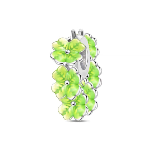 Green Clover Flower Clip Bead Charm