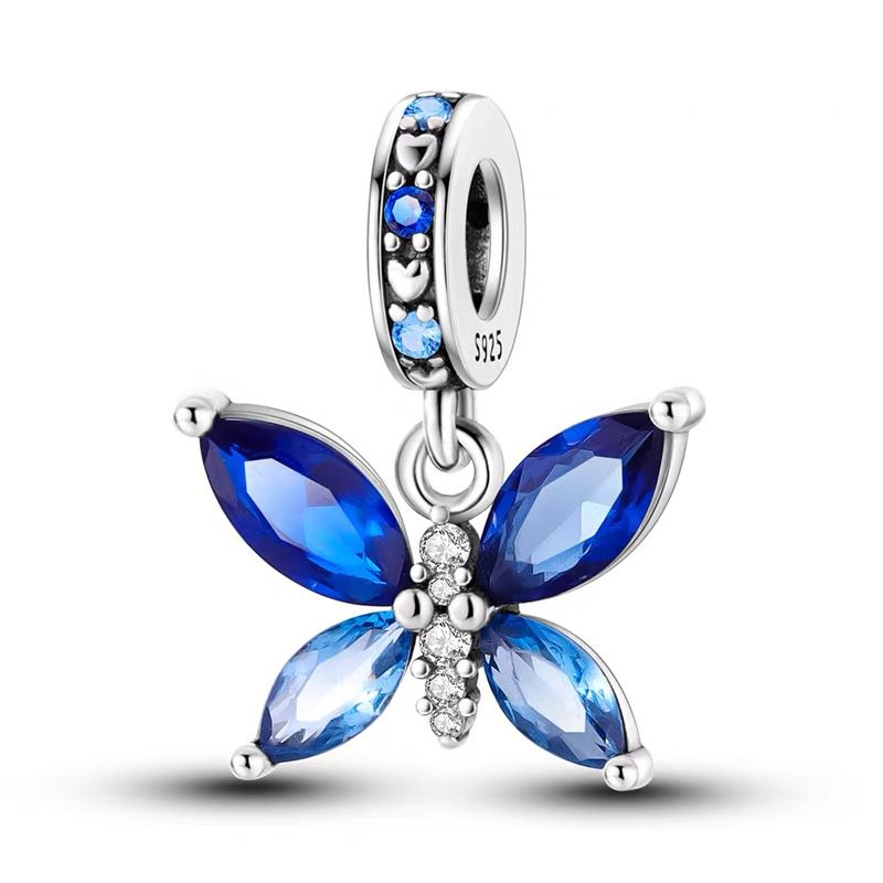 Blue Marquise Crystal Butterfly Dangle Charm