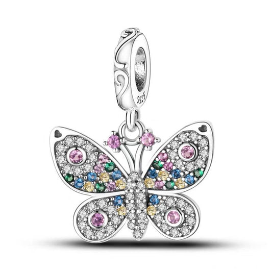 Multicolour Pavé Confetti Butterfly Dangle Charm
