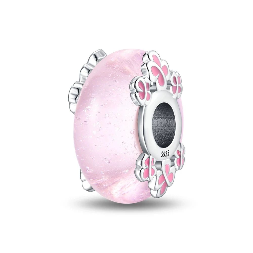 Pink Butterfly Murano Bead Charm