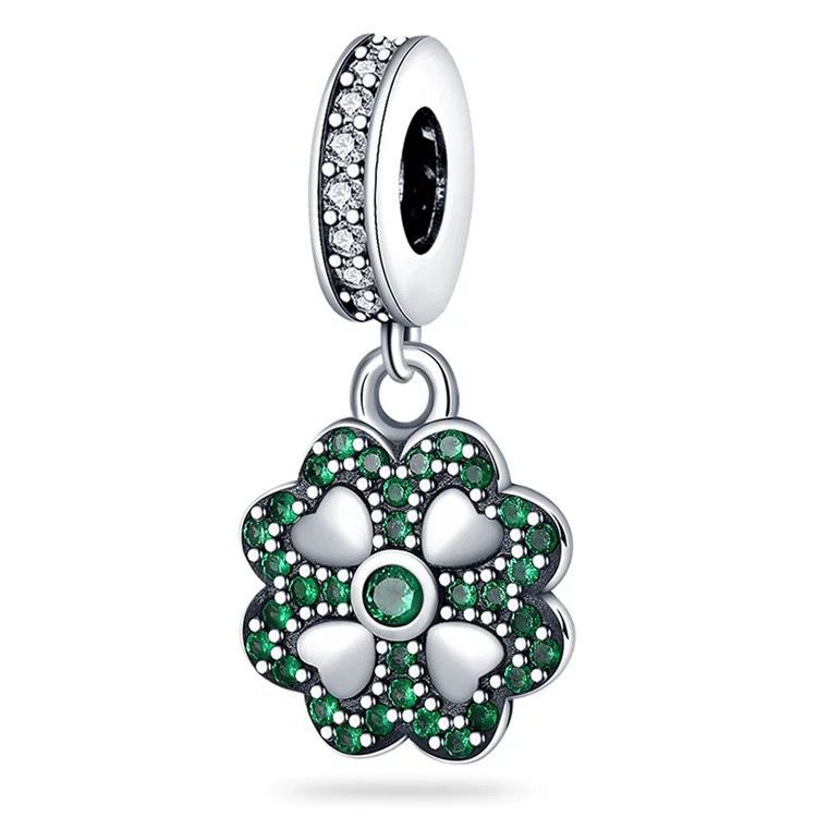 Emerald Pavé Flower Dangle Charm