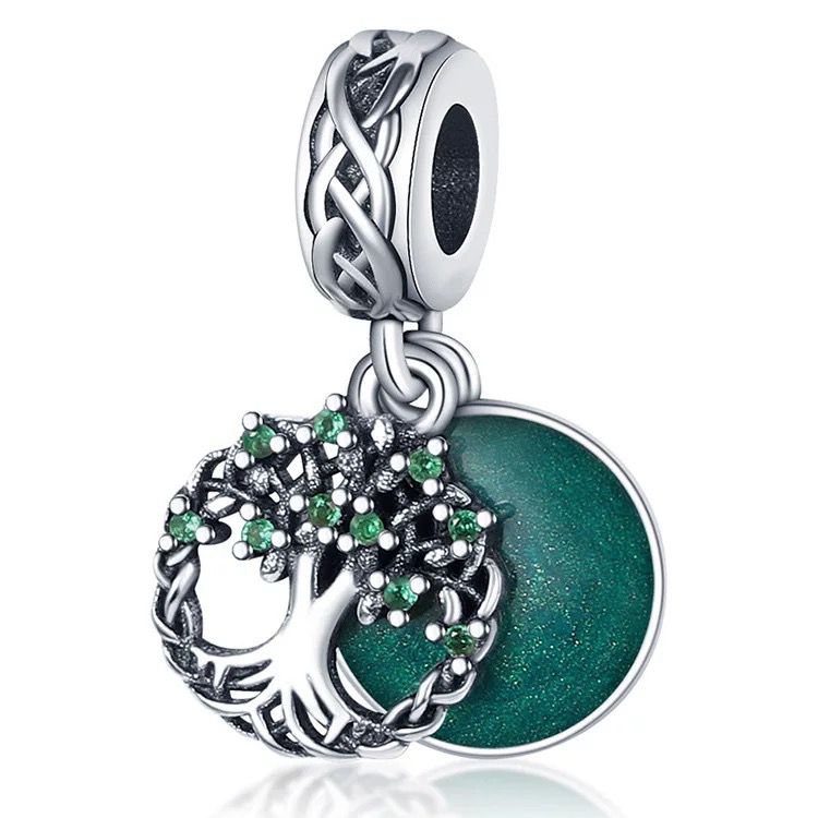 Celtic Tree of Life Green Enamel Dangle Charm