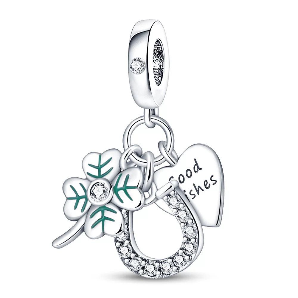 Good Wishes Clover & Horseshoe Dangle Charm