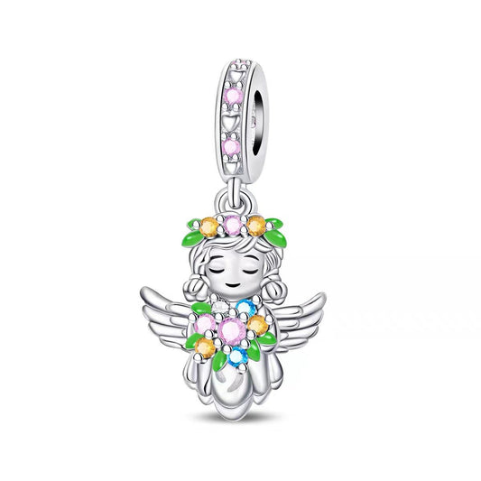 Flower Angel Girl Dangle Charm