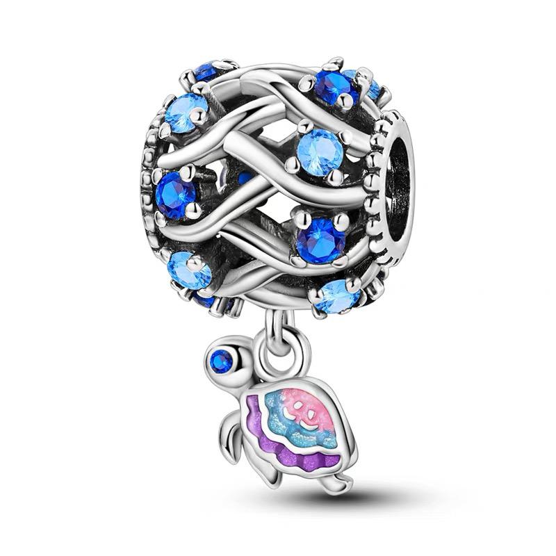 Ocean Wave & Sea Turtle Openwork Bead Charm