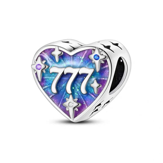 Lucky 777 Galaxy Heart Bead Charm